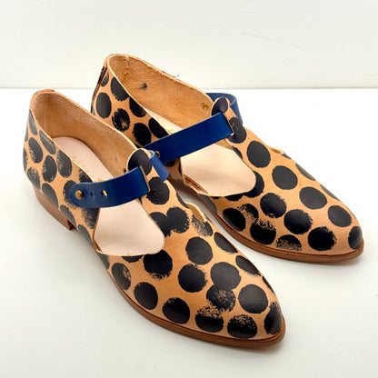 The Eleanor in Butter with Nori Polka Dots & Navy Strap