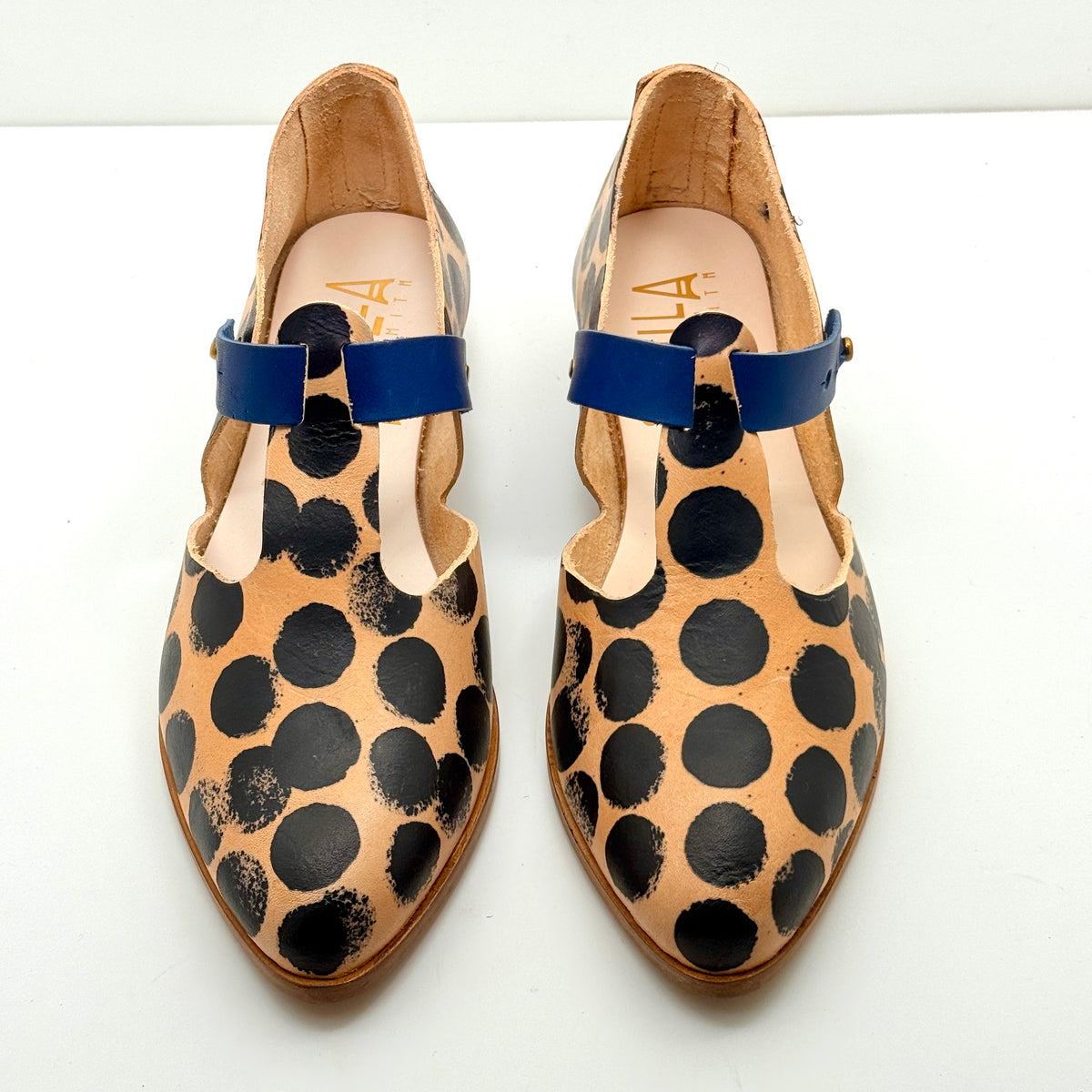 The Eleanor in Butter with Nori Polka Dots & Navy Strap