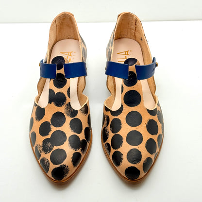 The Eleanor in Butter with Nori Polka Dots & Navy Strap