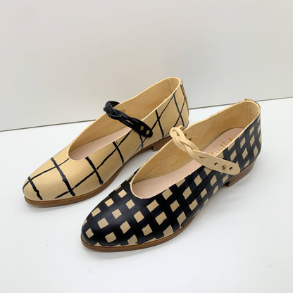 THE PEPA. BB MISMATCHED GINGHAM AND HASH NORI W BRAIDED STRAP. 2CM