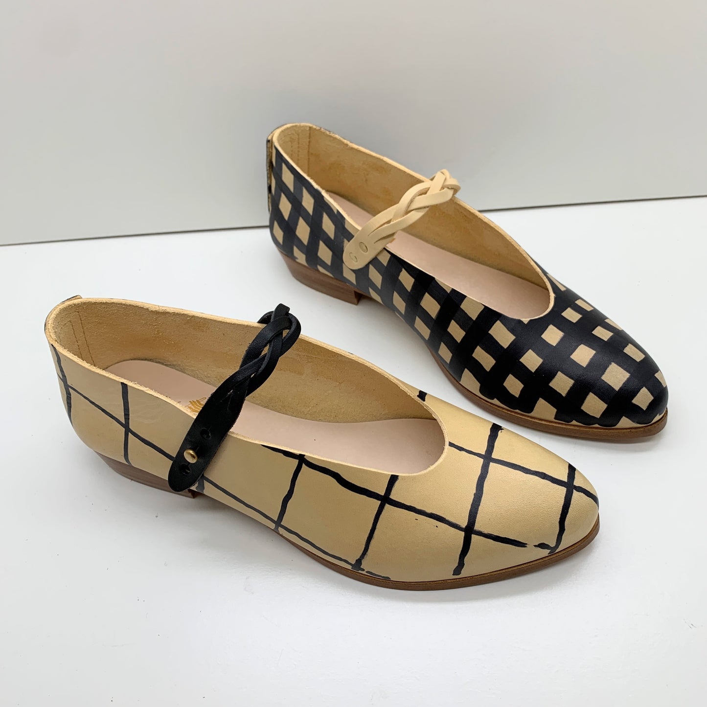 THE PEPA. BB MISMATCHED GINGHAM AND HASH NORI W BRAIDED STRAP. 2CM