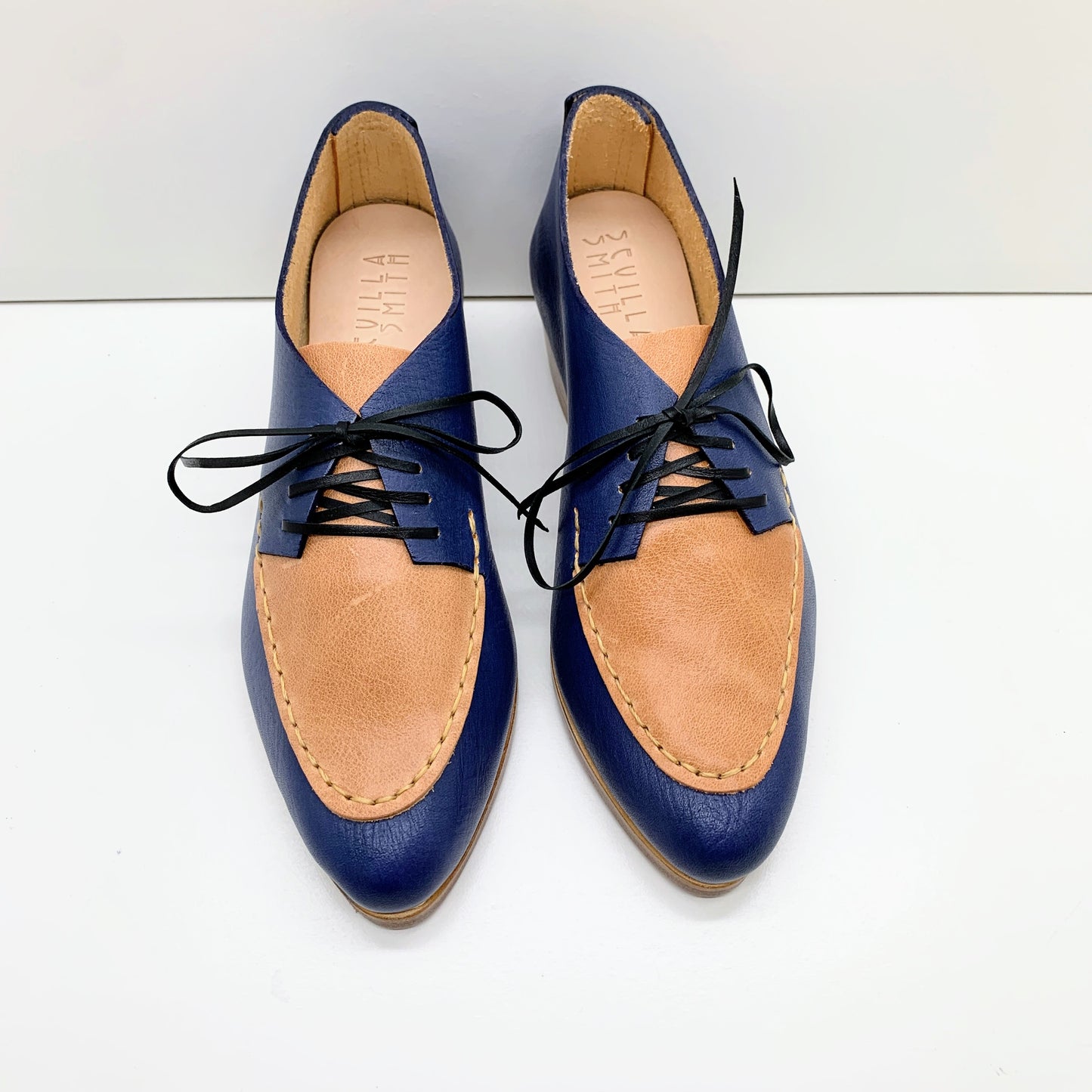 READY MADE. SIZE 37. THE CHUCK. BB AZURE W IBIZA CAMELLO LAKE. EDGE INKED. 3CM (D15)