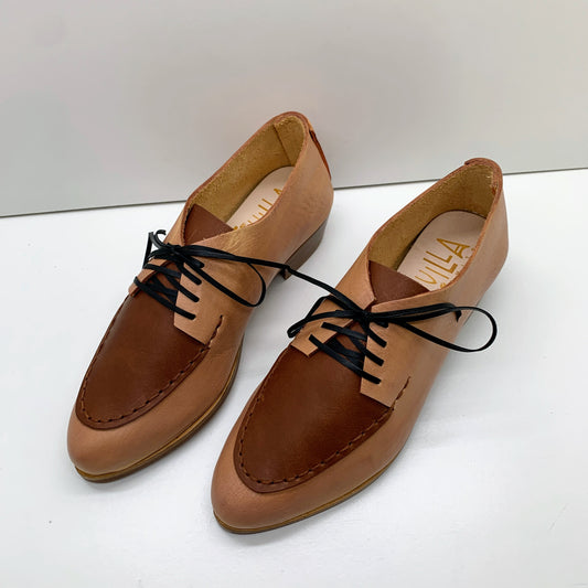 READY MADE. SIZE 36. THE CHUCK. BB BLUSH W TRONCATO CUOIO LAKE. EDGE INKED. 3CM (D16)