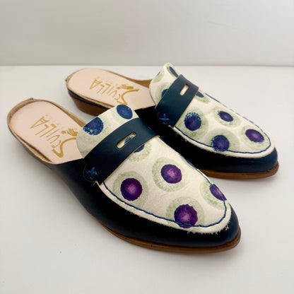 The Mia in Azure With Taho Lake in Atis & Ube Double Polka Dots and Azure Mask