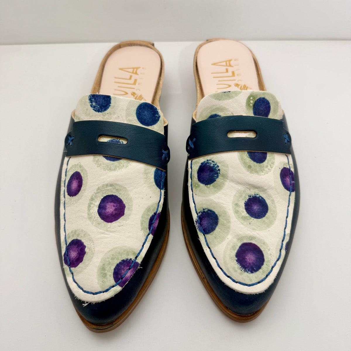 The Mia in Azure With Taho Lake in Atis & Ube Double Polka Dots and Azure Mask