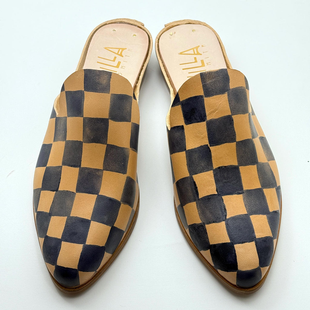 The Joelle in Butter with Squares Pattern Azure