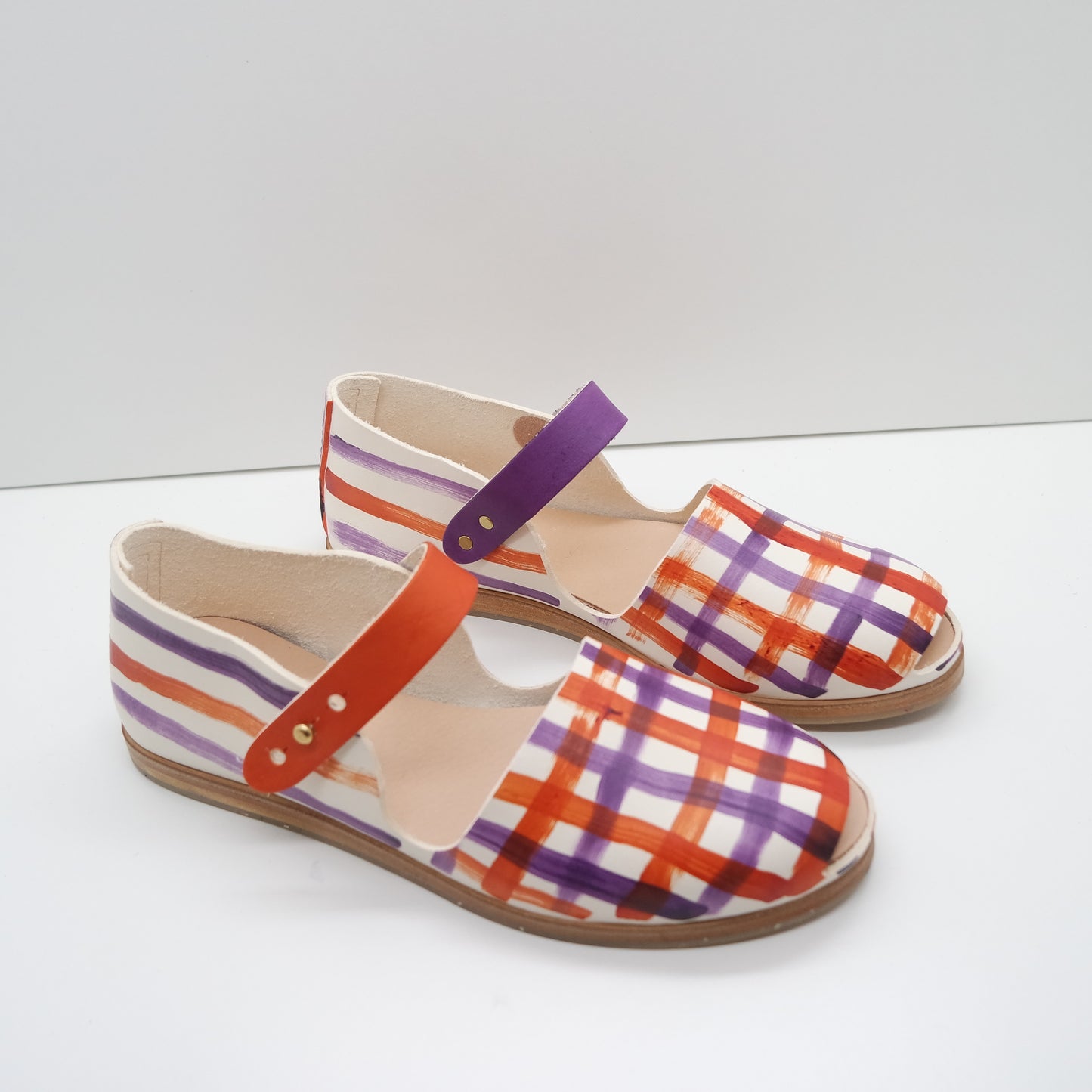 THE CATU. DOUBLE GINGHAM. UBE AND MADRAS WITH MISMATCHED STRAPS