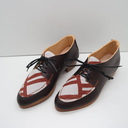 READY MADE. SIZE 35. THE CHUCK. BB TAMARIND W BROWN AND WHITE ACE AND JIG LAKE. 3CM (D2)