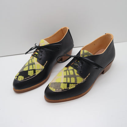 READY MADE. SIZE 36. THE CHUCK. BB NORI W BLACK AND YELLOW ACE AND JIG LAKE. 3CM (D6)