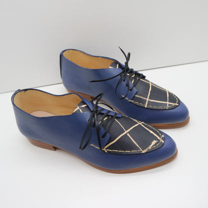 THE CHUCK. BB AZURE W HASH NORI LAKE. EDGE INKED. UNDYED THREAD.