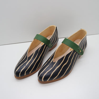 THE MARTA. (THIN) REVERSE STRIPE. BB NORI W AVOCADO STRAP.