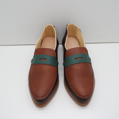 THE PENNY. BB TAMARIND. TRONCATO CUOIO LAKE. AGAVE MASK. BROWN THREAD.