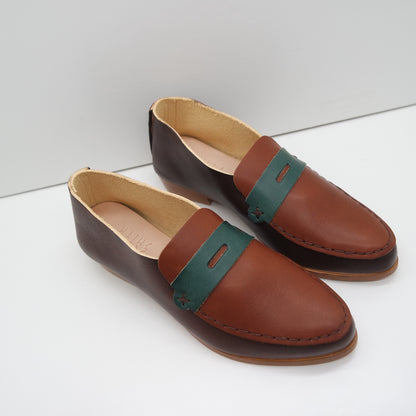 THE PENNY. BB TAMARIND. TRONCATO CUOIO LAKE. AGAVE MASK. BROWN THREAD.