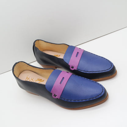 THE PENNY. BB NORI. AZURE LAKE. VIOLET MASK. BLACK THREAD. EDGE DYED.