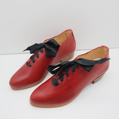 THE LARS. BB APPLE W SOLES OVERDYED. BLACK RIBBON LACE. EDGE INKED.