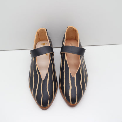 MAMA DAY SALE. SIZE 35. THE MARTA. REVERSE STRIPE. BB NORI W NORI STRAP. 3CM HEEL. (MISMATCH INSOLES). 104