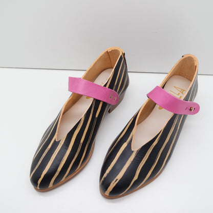 MAMA DAY SALE. SIZE 36. THE MARTA. REVERSE STRIPE. NORI W PORPORA STRAP. 3CM. 110